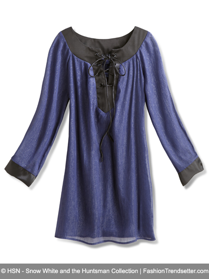 Atwood by Colleen Atwood - Lurex Chiffon Lace Up Tunic, Available in Navy/Black & Gold, HSN Price: $69.90