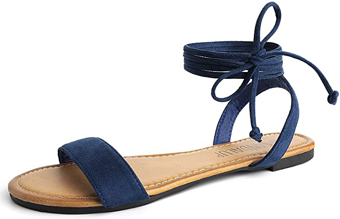 SANDALUP Tie up Ankle Strap Flat Sandals for Women - Fashion Trendsetter