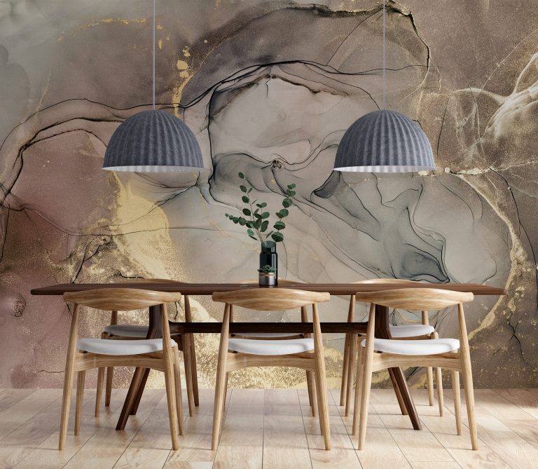 Interior Trends Of 2024 Predicted By Wallsauce Fashion Trendsetter   Dark Beauty Watercolour Marble Wallpaper Mural From Wallsaucecom 768x669 