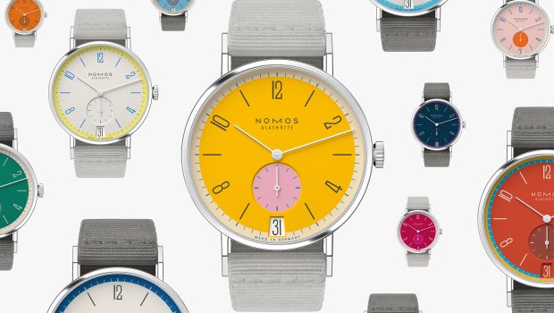 Color Blocking with Tangente date Katzengold by NOMOS