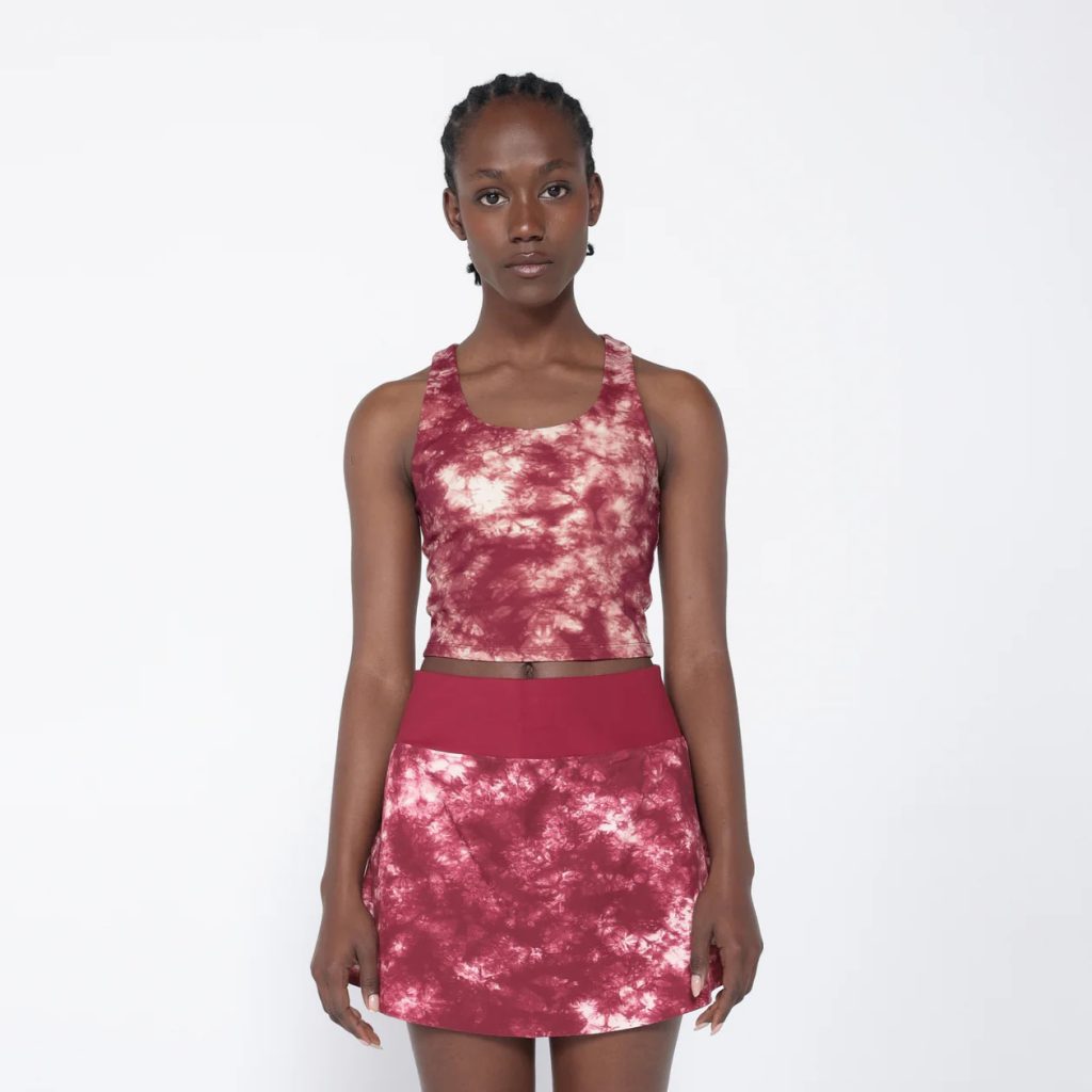 Rally Comp Tank and Rush Skirt in Oxford Red Acid-Dye