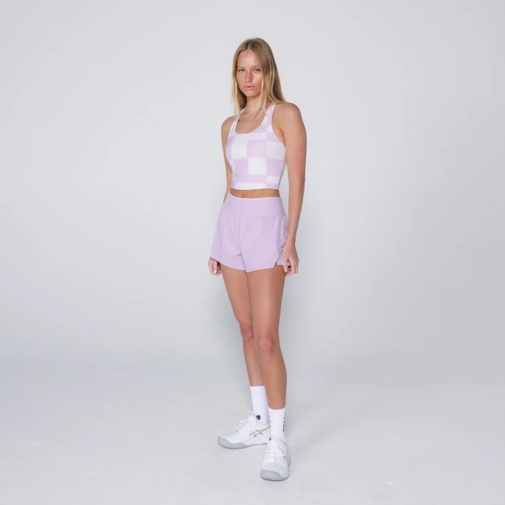 Rally Comp Tank in Lavender - Court Check and Tourney Short 3" in Lavender Haze