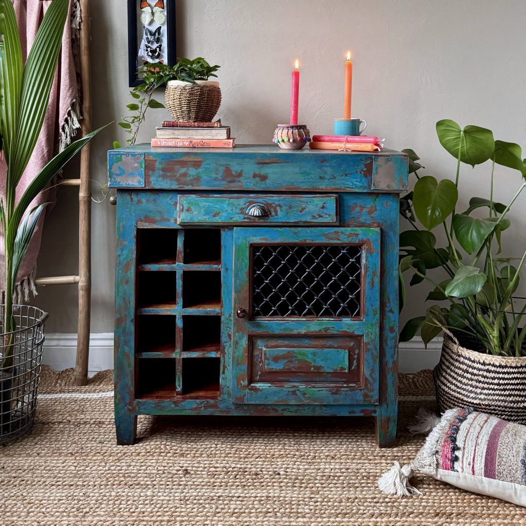 Chalk Mineral Painted Distressed Side Table