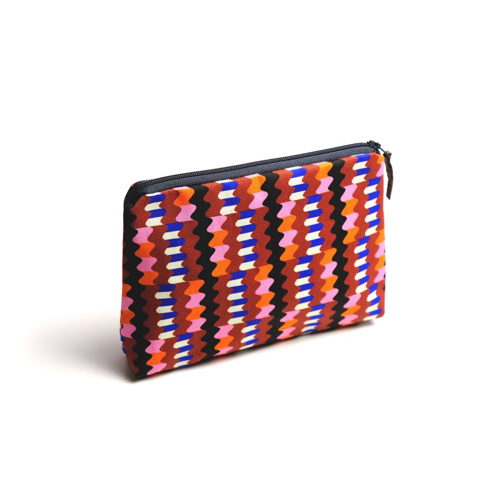 Storigraphic's Kinetic 6 — Kinetic Series — Larger Zipped Pouch (Travel/Cosmetics)
 Zipped and gusseted travel or cosmetic bag from Storigraphic's design collection, Kinetic Series. Perfect for travel, cosmetics or a bumper collection of pens and pencils.