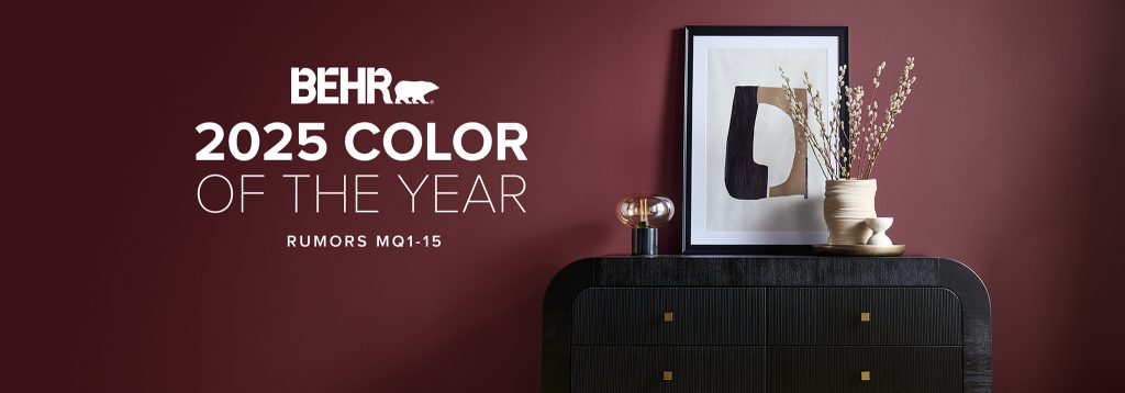 BEHR 2025 Color of the Year - Rumors MQ1-15. Photo courtesy of BEHR.