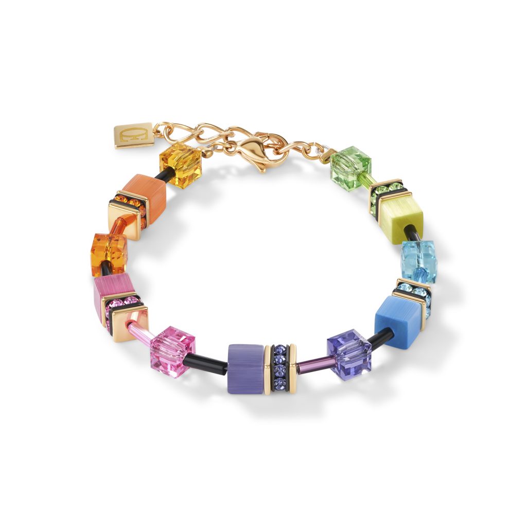 GeoCUBE® Bracelet Multicolor Rainbow Gold