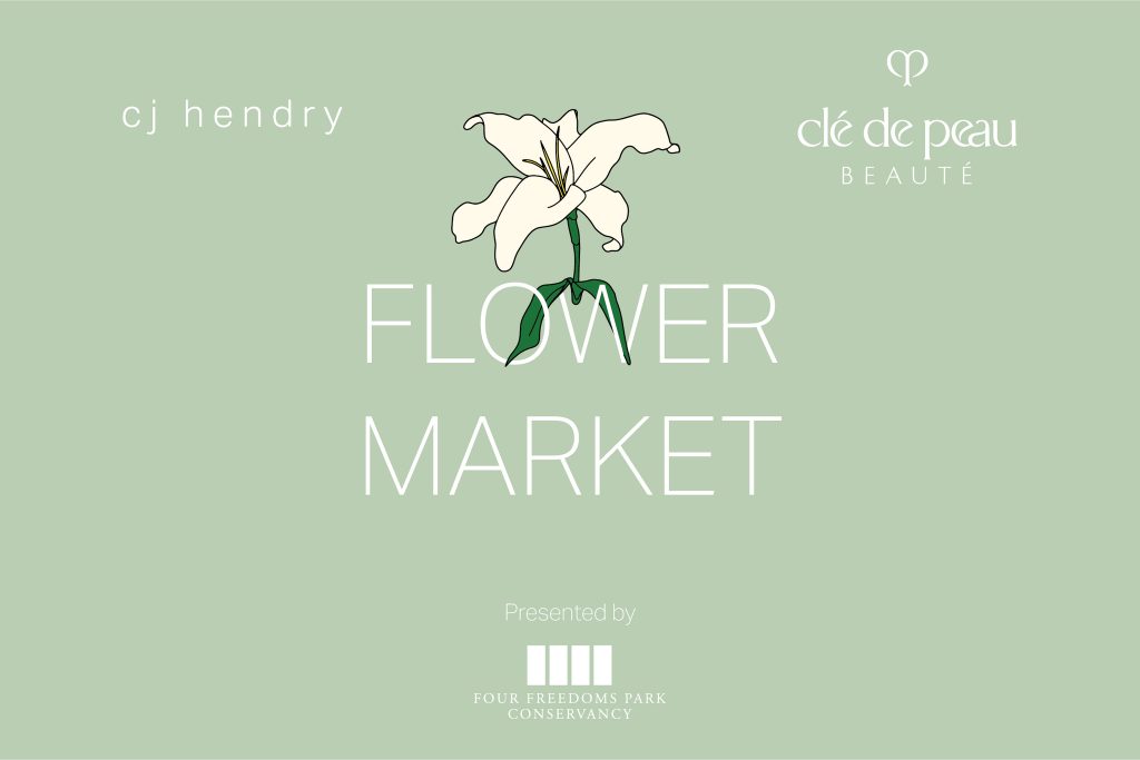 Cj Hendry's Flower Market Exhibition is a stunning new collaboration with global luxury beauty brand Clé de Peau Beauté and in partnership with Four Freedoms Park Conservancy. 