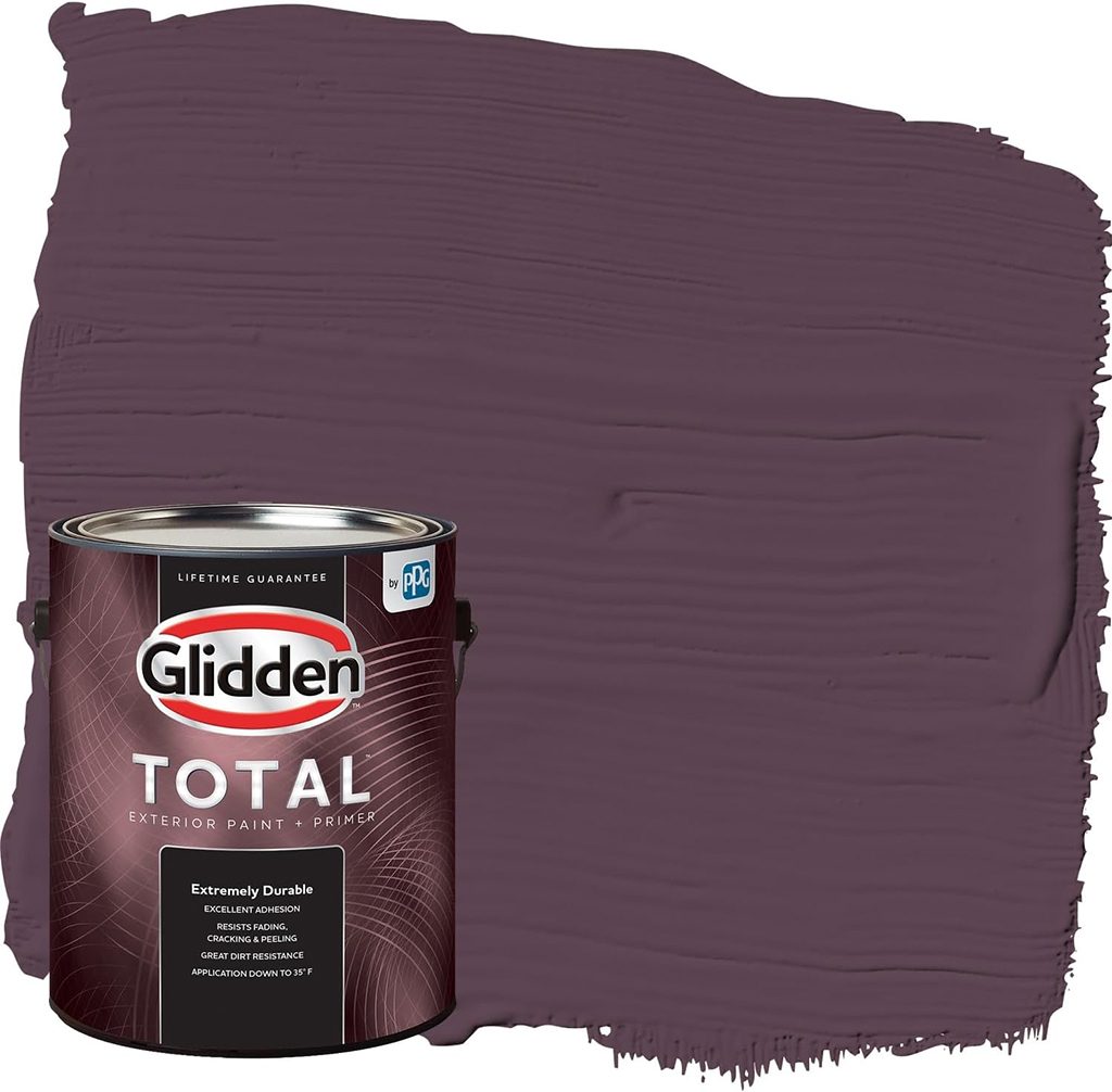 Glidden Total Exterior Paint & Primer All-in-One, Purple Basil, Satin, 1 Gallon