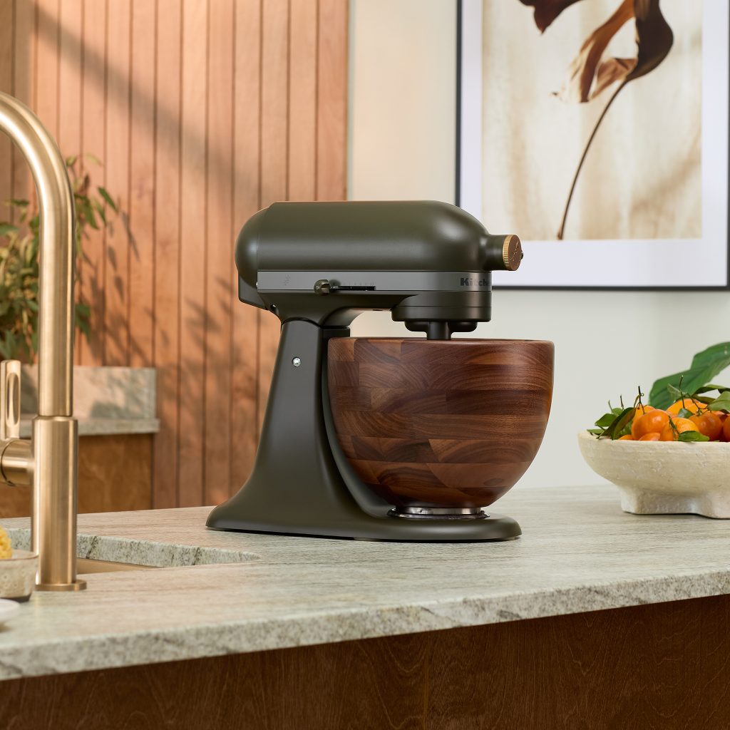 KitchenAid 2024 Design Series Stand Mixer + True Walnut Wood Bowl: Evergreen