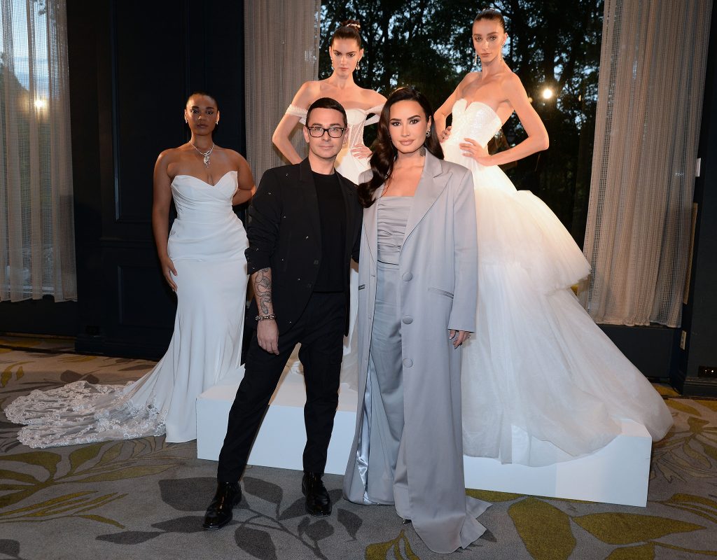 Christian Siriano, Demi Lovato and models at the Christian Siriano for Azazie 2024/2025 Bridal Show Presentation at Park Lane Hotel on October 08, 2024 in New York City. (Photo by Michael Simon/Getty Images for Christian Siriano Bridal for Azazie)