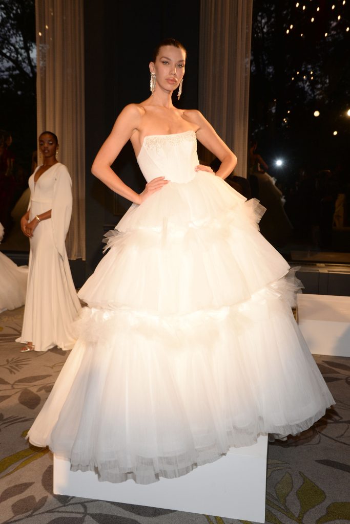 Model at the Christian Siriano for Azazie 2024/2025 Bridal Show Presentation (Photo by Michael Simon/Getty Images.)