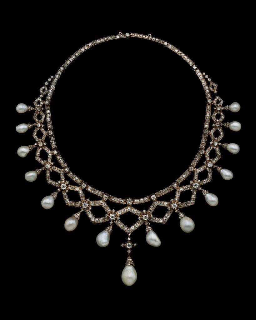 Necklace, 1890, natural pearls, diamonds, gold, silver. Private Collection, courtesy of Albion Art Institute. © Albion Art Jewellery Institute.

Exhibition - 'Paris, City of Pearls', Organized by L'ÉCOLE, School of Jewelry Arts.