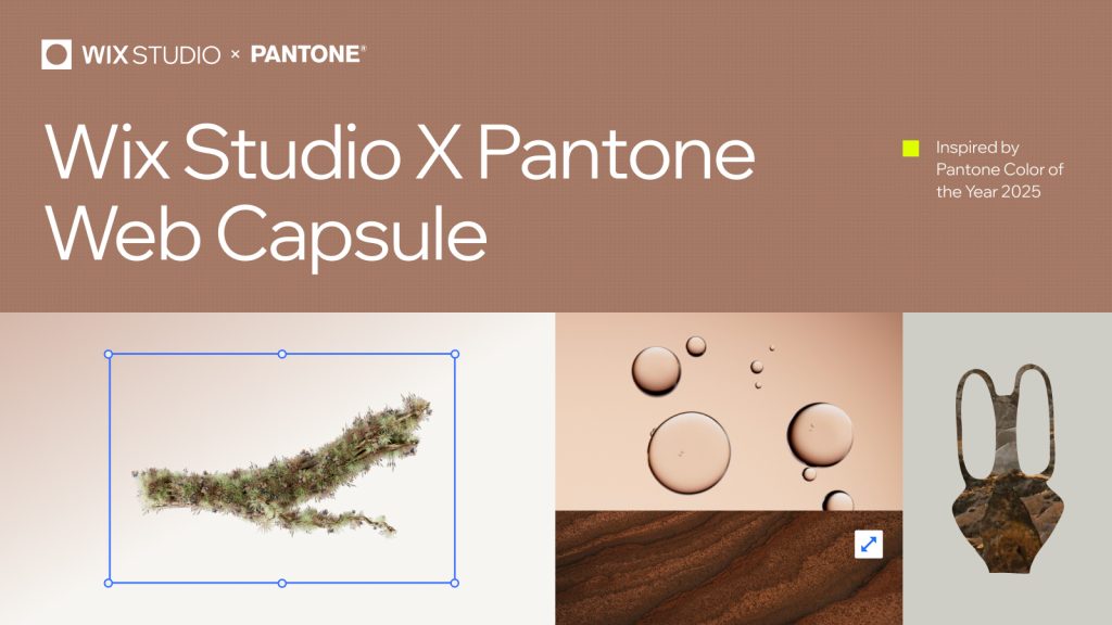 The first-ever capsule of web design assets incorporating the Pantone Color of the Year 2025, PANTONE 17-1230 Mocha Mousse is now exclusively available on Wix Studio.