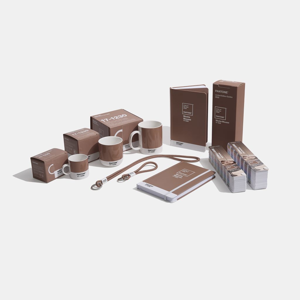 PANTONE® COY 2025: 17-1230 Mocha Mousse Limited Edition Products.
Photo courtesy of PANTONE®.