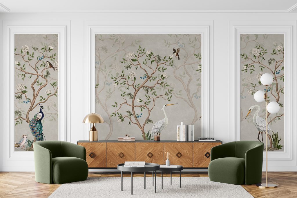 Bobbi Beck, Ettie - Chinoiserie Bird Wallpaper Mural