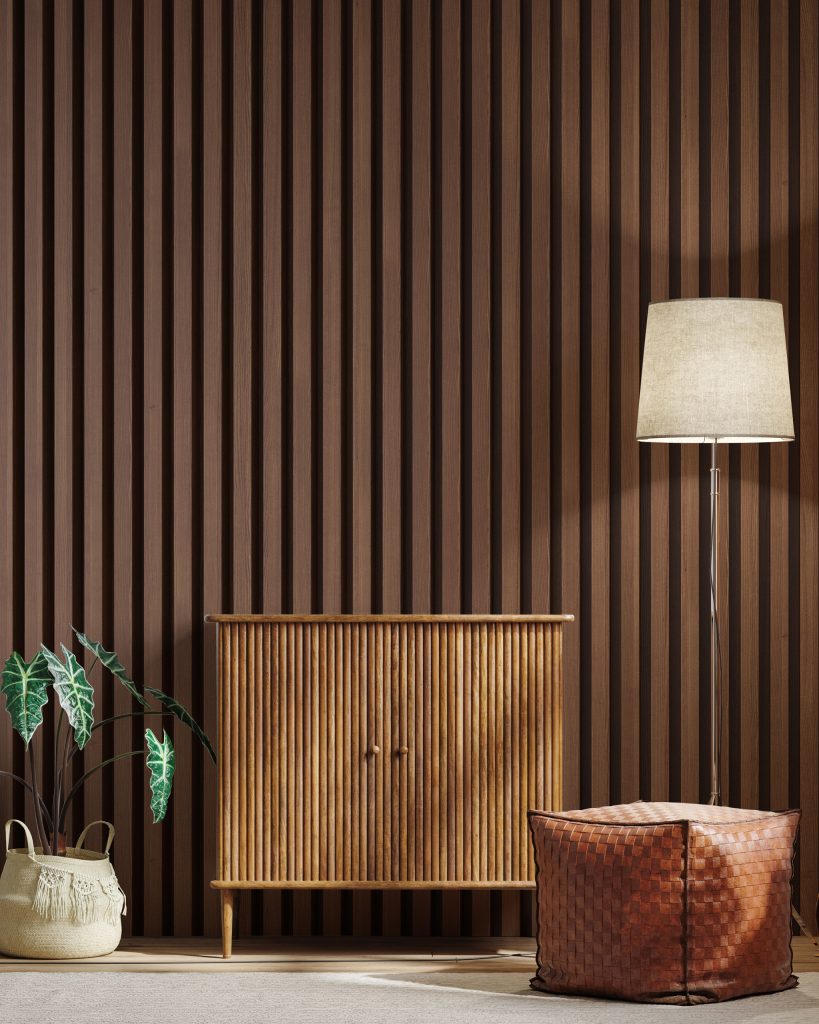 Acoustic Wood Slat Effect Wallpaper from Wallsauce.com