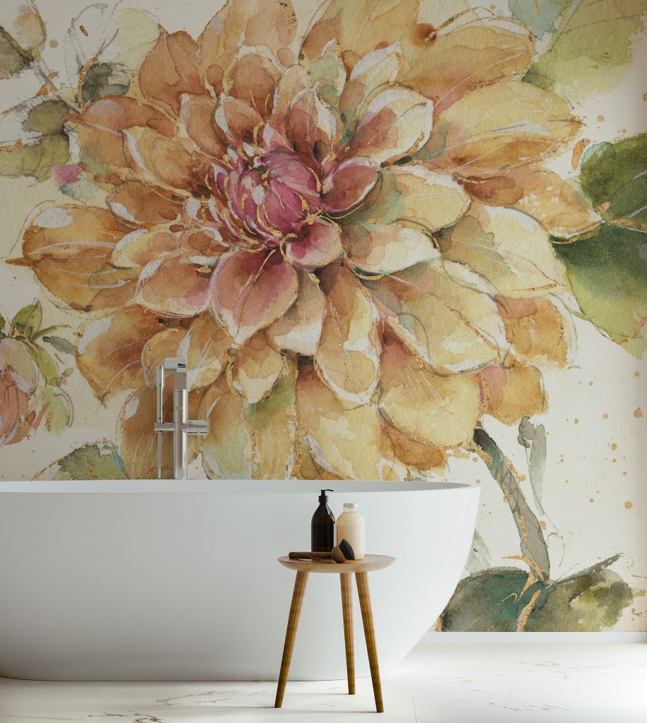 Golden Country Bloom Floral Wallpaper Mural by Lisa Audit at Wallsauce.com