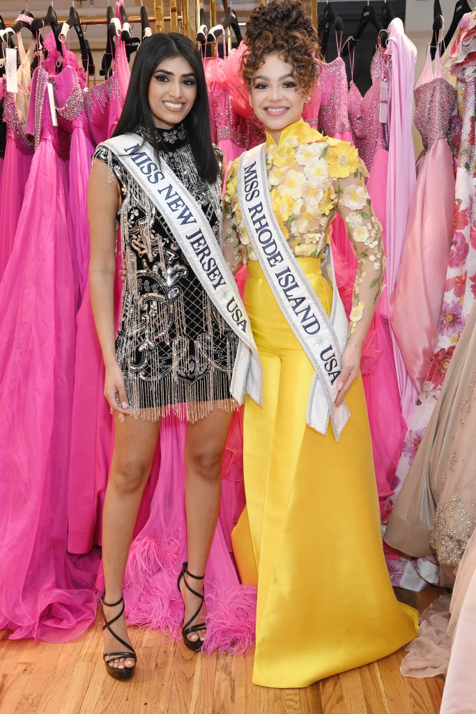 Miss New Jersey USA 2024 Jabili Kandula and Miss Rhode Island USA 2024 Kaitlynne Santana attended the Jovani's NYFW Fall/Winter 2025 Celebration & New Showroom Opening Event. Photo by: Celebrity Photographer Michael Simon